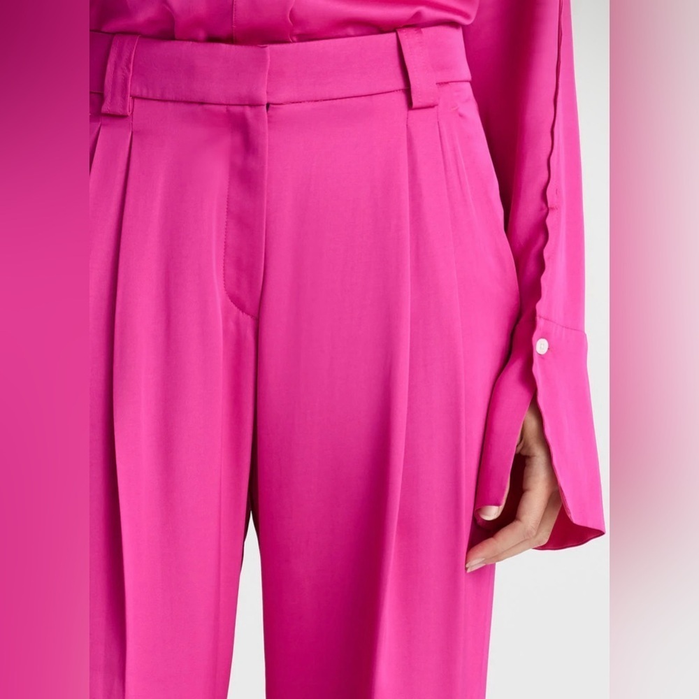 New! A.L.C. Flynn High-Waisted Pleated Trousers 💕 size 0 NWT! Disco Pink 🪩 - Picture 5 of 13